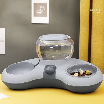 Automatic Crescent Double Bowl | Food Feeder & Water Dispenser for Pets