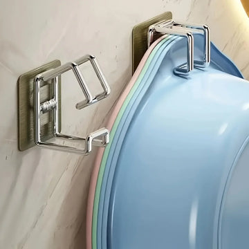 Multifunction Washbasin Hook | Stainless Steel Towel & Basin Hanger